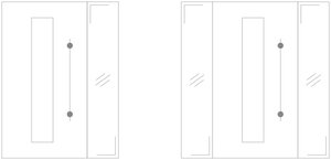 Skizze: Haustür mit einem bzw. mit zwei Seitenteilen